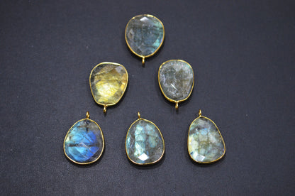 Pack Of 8 Piece Labradorite Faceted Slice Shape Connector , Sold By Piece , 23 - 27 mm , RB-7520