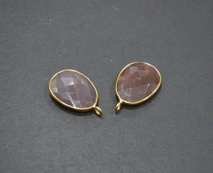 Pack Of 2 Piece Chocolate Moonstone Faceted Egg Shape Single Bail Connector , Sold By Pack , 21 mm , RB-7525