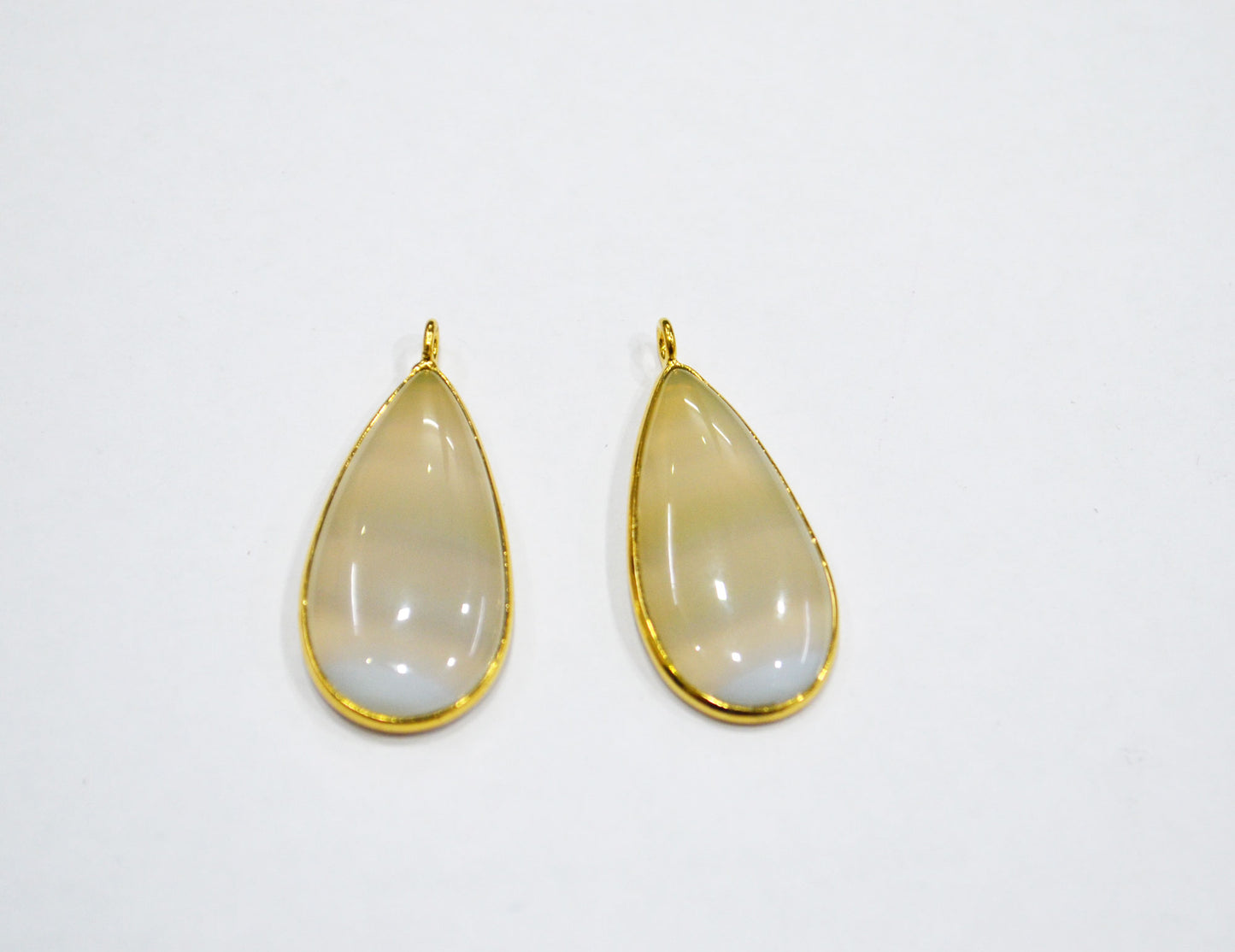 Pack Of 2 Piece Lace Opal Smooth Pear Shape Connector , Sold By Pack , 16x30 mm , RB-7527