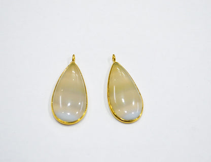 Pack Of 2 Piece Lace Opal Smooth Pear Shape Connector , Sold By Pack , 16x30 mm , RB-7527