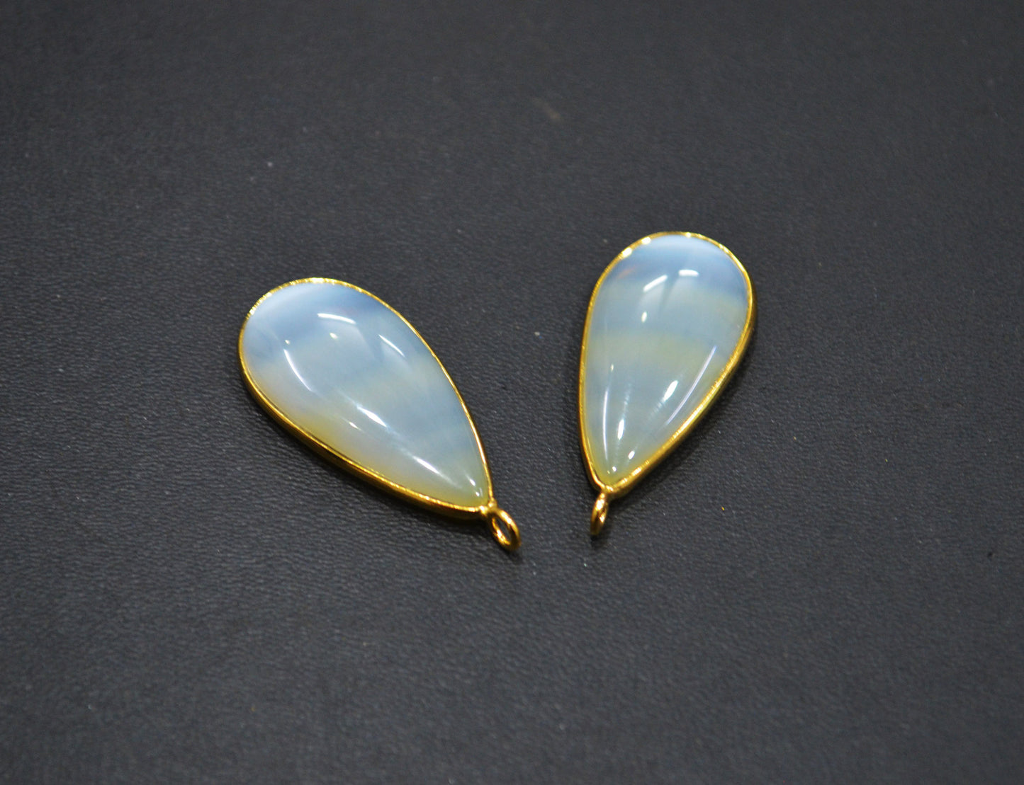 Pack Of 2 Piece Lace Opal Smooth Pear Shape Connector , Sold By Pack , 16x30 mm , RB-7527