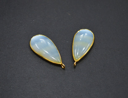 Pack Of 2 Piece Lace Opal Smooth Pear Shape Connector , Sold By Pack , 16x30 mm , RB-7527