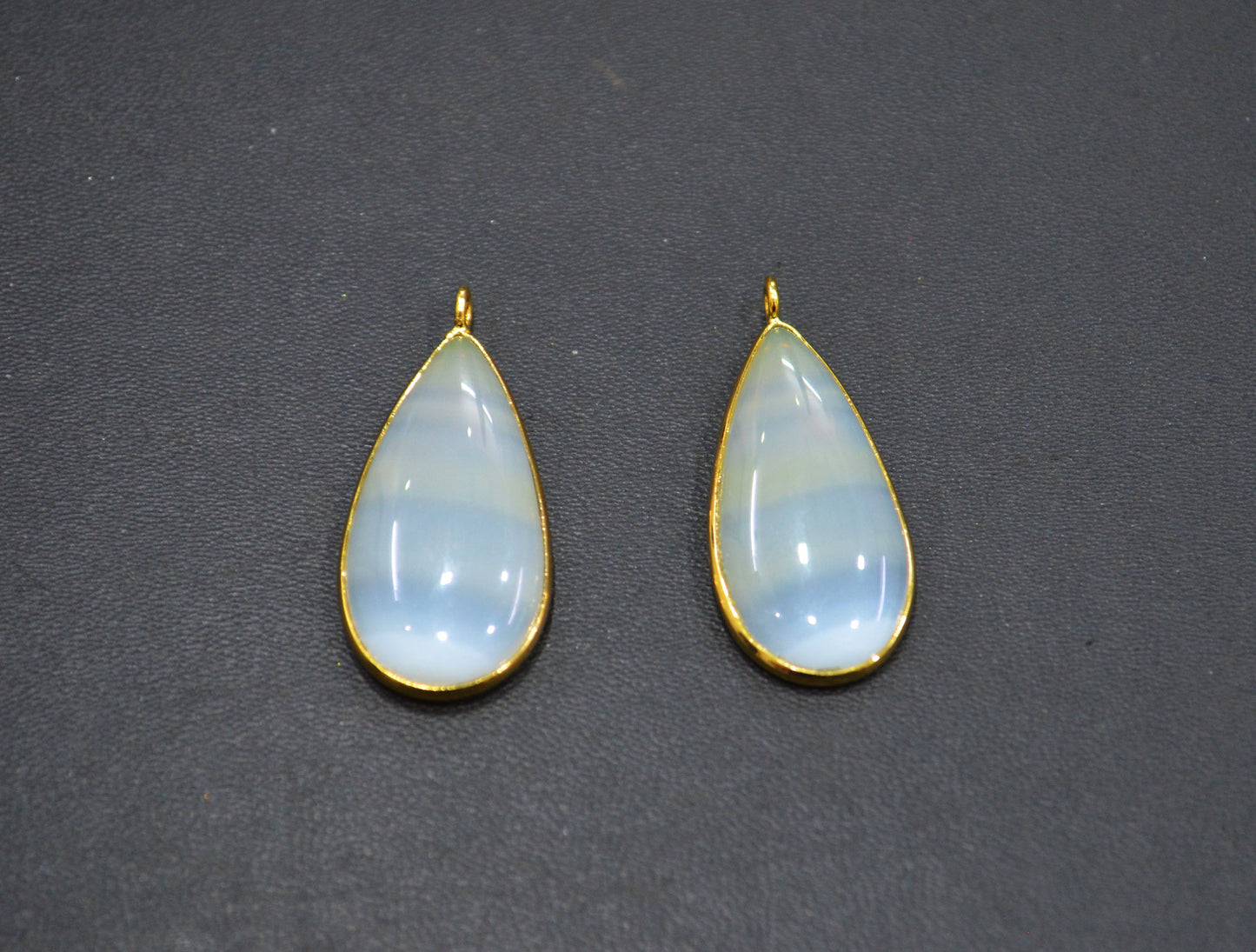 Pack Of 2 Piece Lace Opal Smooth Pear Shape Connector , Sold By Pack , 16x30 mm , RB-7527