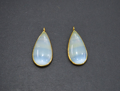 Pack Of 2 Piece Lace Opal Smooth Pear Shape Connector , Sold By Pack , 16x30 mm , RB-7527