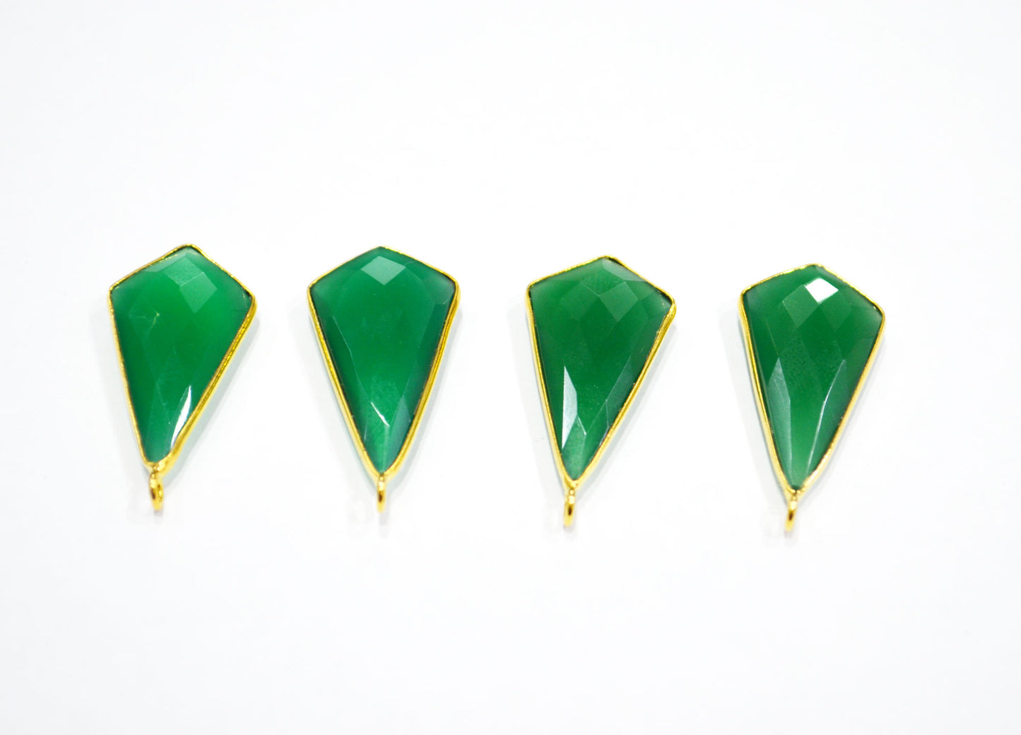 Green Onyx Faceted Tie Shape Connector , Sold By Piece , 17x31 mm , RB-7534