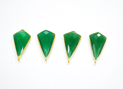 Green Onyx Faceted Tie Shape Connector , Sold By Piece , 17x31 mm , RB-7534