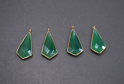 Green Onyx Faceted Tie Shape Connector , Sold By Piece , 17x31 mm , RB-7534