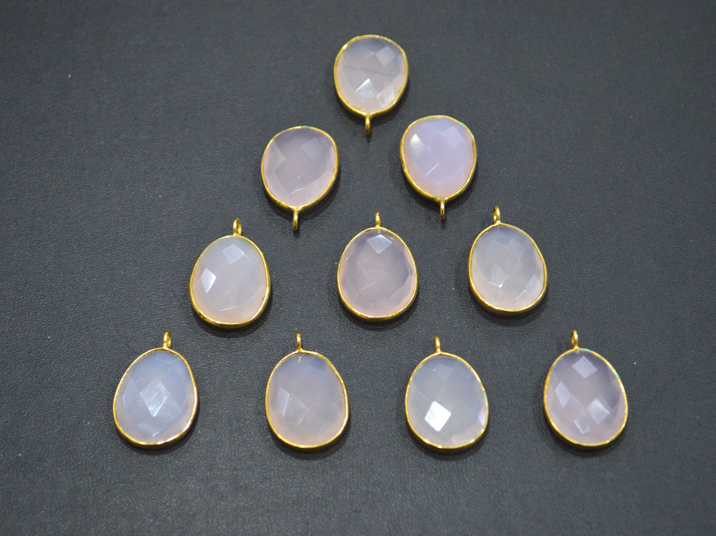 Rose Chalcedony Faceted Egg Shape Connector , Sold By Piece , 16x21 mm , RB-7537