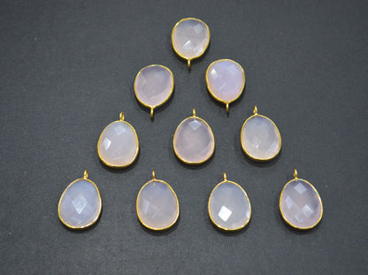 Rose Chalcedony Faceted Egg Shape Connector , Sold By Piece , 16x21 mm , RB-7537