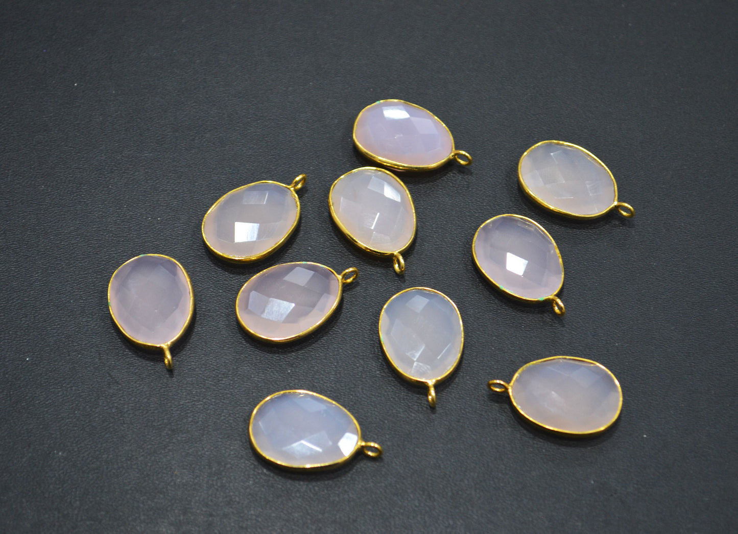 Rose Chalcedony Faceted Egg Shape Connector , Sold By Piece , 16x21 mm , RB-7537