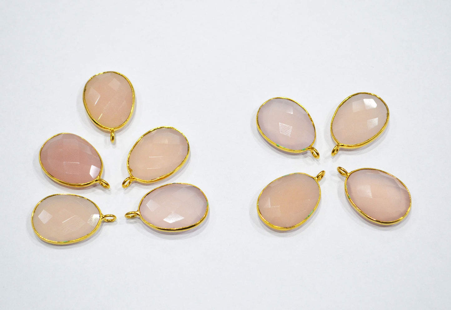 Rose Chalcedony Faceted Egg Shape Connector , Sold By Piece , 16x21 mm , RB-7537