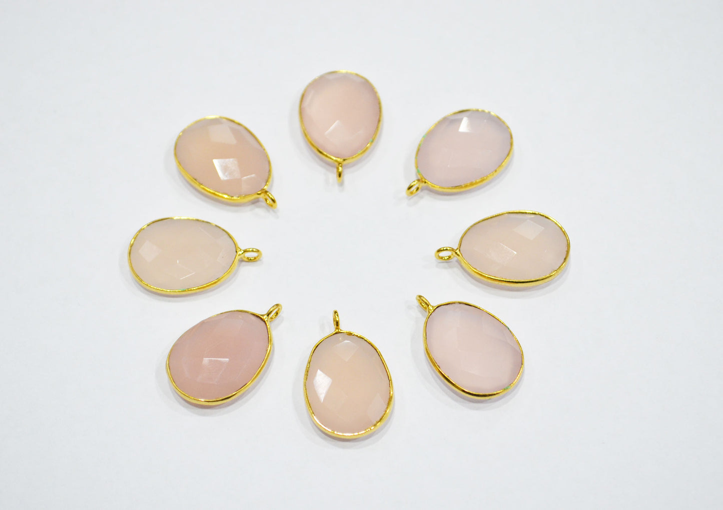 Rose Chalcedony Faceted Egg Shape Connector , Sold By Piece , 16x21 mm , RB-7537