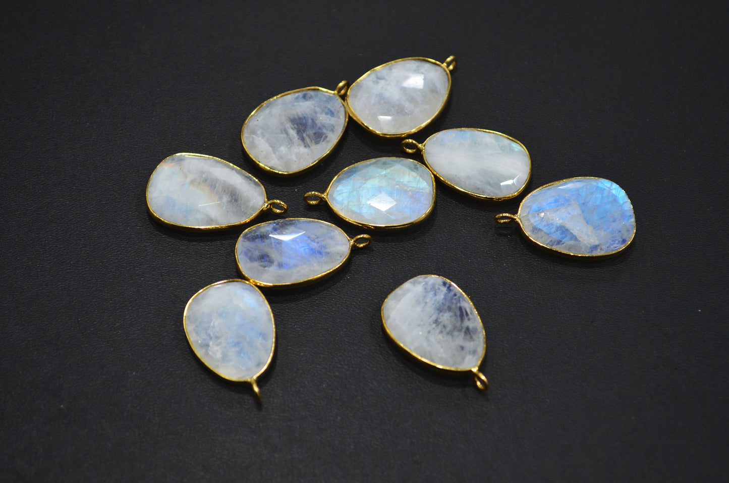 Rainbow Moonstone Faceted Egg Shape Connector , Sold By Piece , 17x22 - 18x24 mm , RB-7539