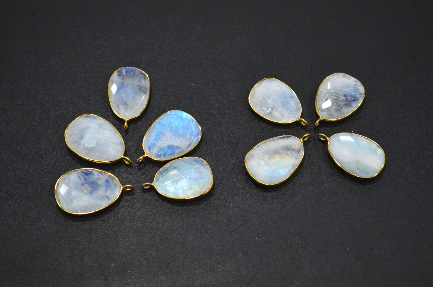 Rainbow Moonstone Faceted Egg Shape Connector , Sold By Piece , 17x22 - 18x24 mm , RB-7539