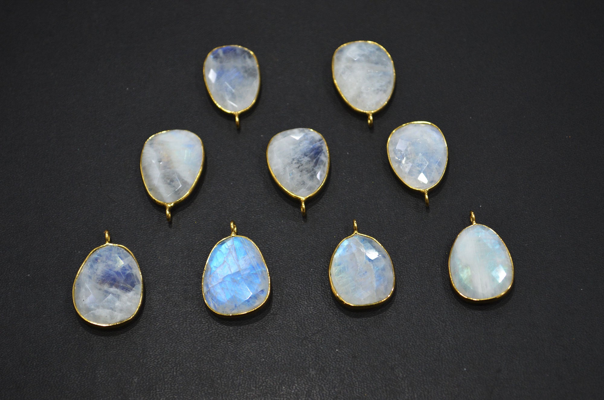 Rainbow Moonstone Faceted Egg Shape Connector , Sold By Piece , 17x22 - 18x24 mm , RB-7539