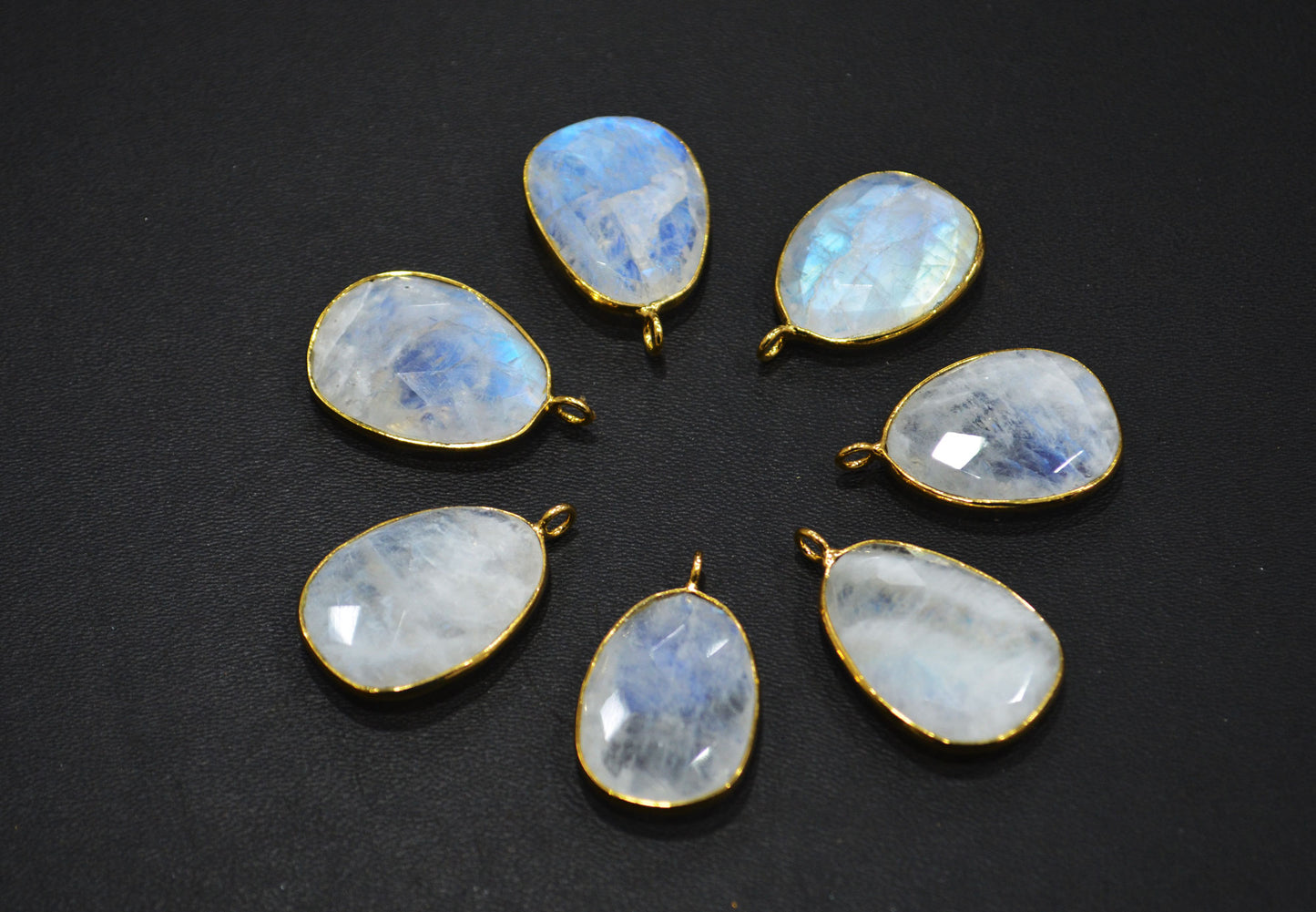Rainbow Moonstone Faceted Egg Shape Connector , Sold By Piece , 17x22 - 18x24 mm , RB-7539