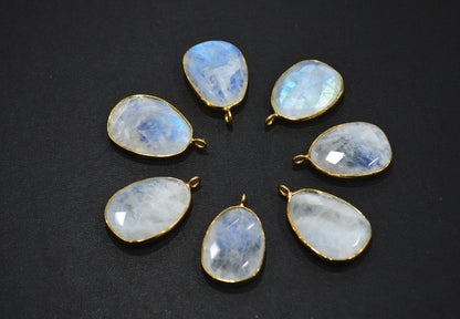 Rainbow Moonstone Faceted Egg Shape Connector , Sold By Piece , 17x22 - 18x24 mm , RB-7539