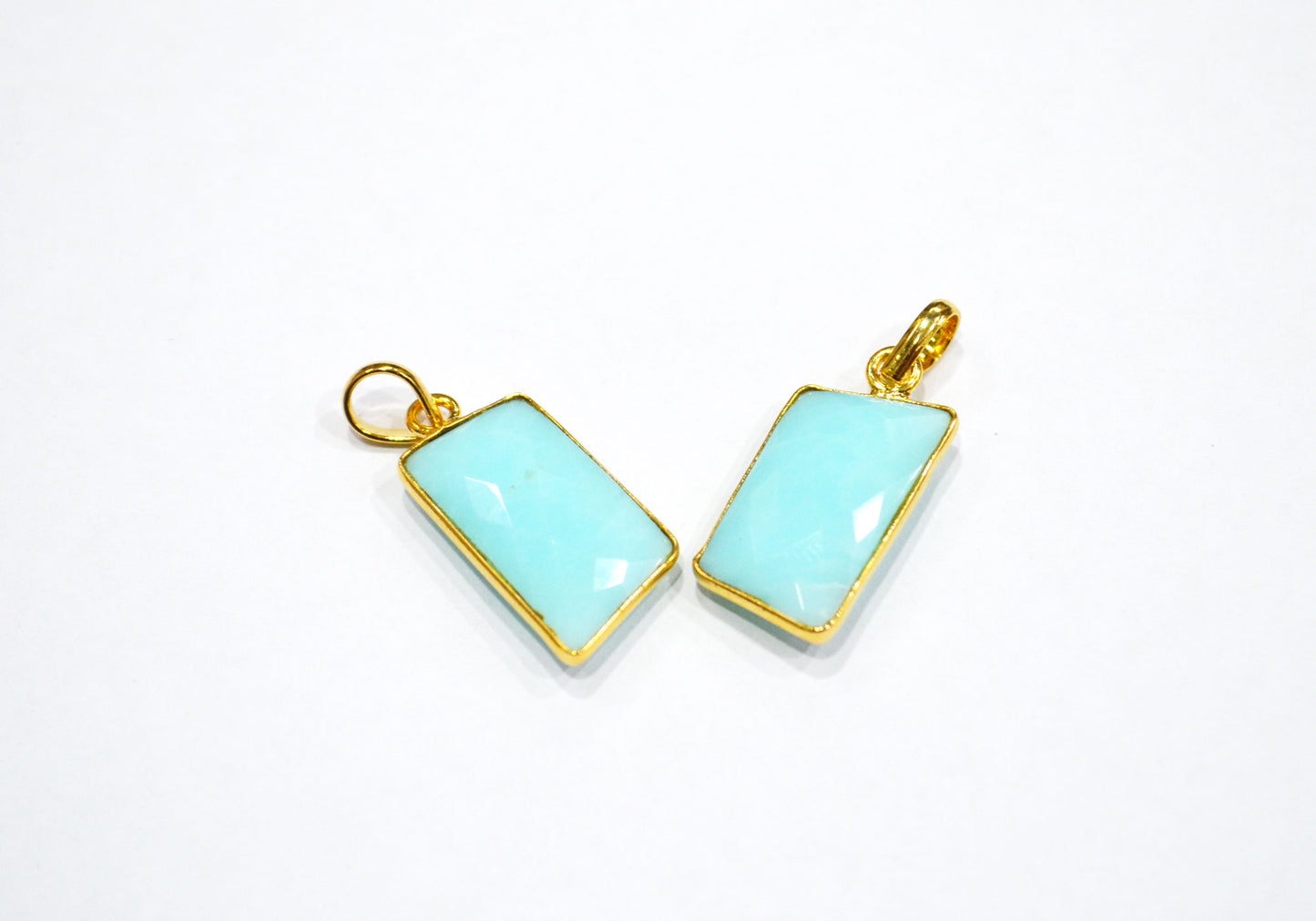 Pack Of 2 Piece Peruvian Blue Opal Faceted Fancy Shape Pendant , Sold By Pack , 13x22 mm , RB-7546