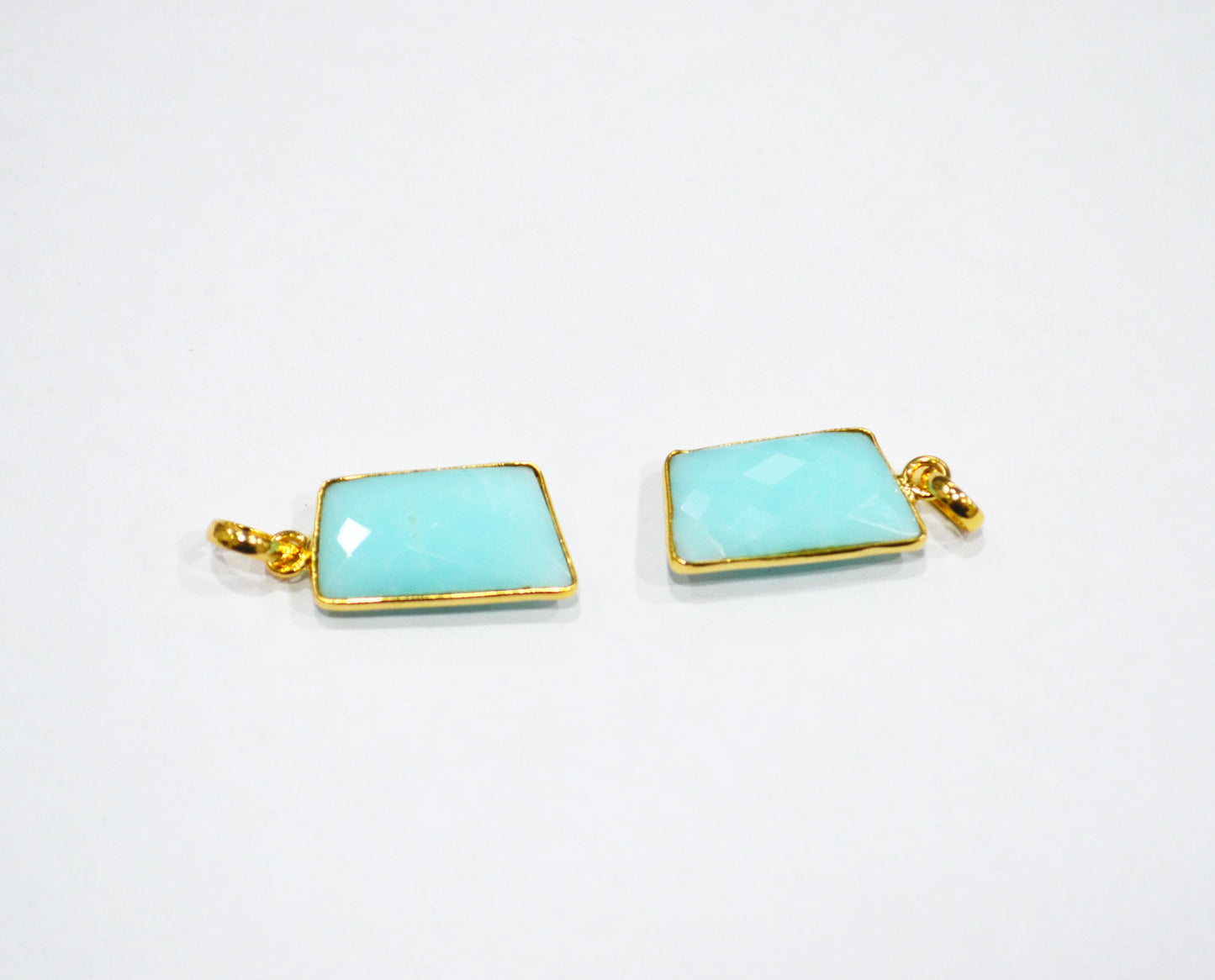 Pack Of 2 Piece Peruvian Blue Opal Faceted Fancy Shape Pendant , Sold By Pack , 13x22 mm , RB-7546