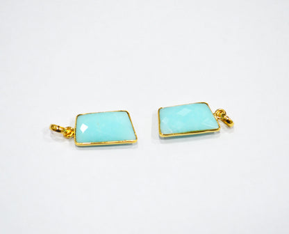 Pack Of 2 Piece Peruvian Blue Opal Faceted Fancy Shape Pendant , Sold By Pack , 13x22 mm , RB-7546