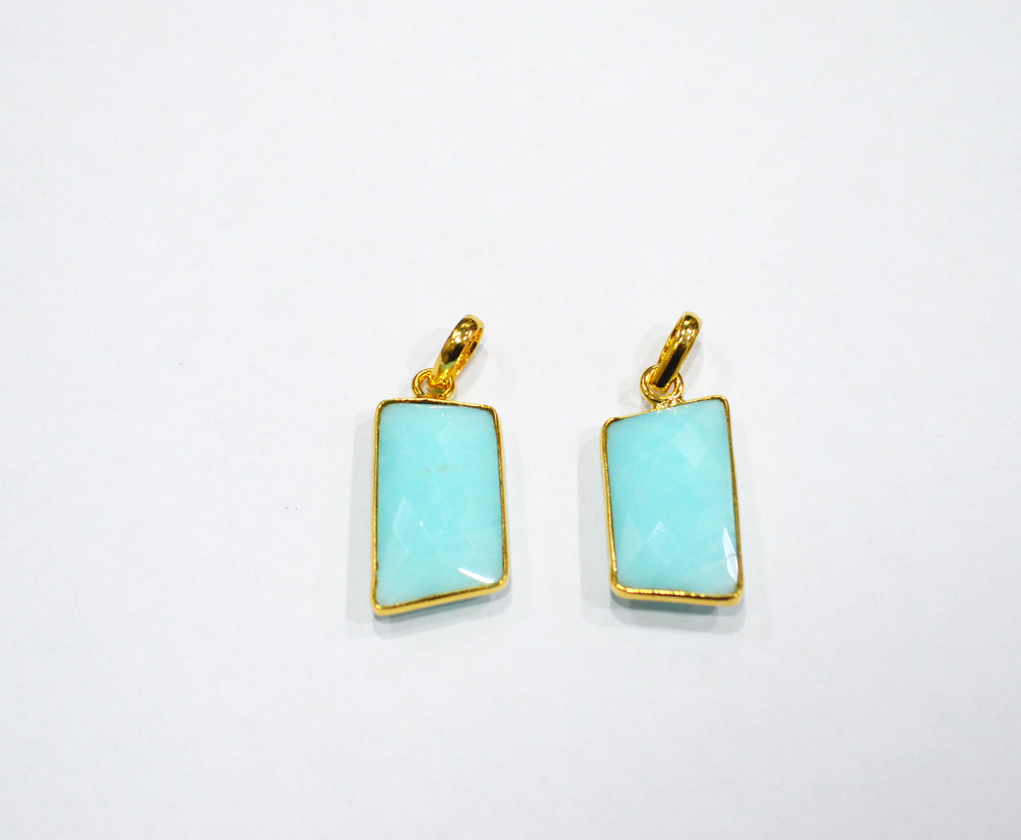 Pack Of 2 Piece Peruvian Blue Opal Faceted Fancy Shape Pendant , Sold By Pack , 13x22 mm , RB-7546