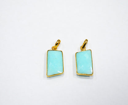 Pack Of 2 Piece Peruvian Blue Opal Faceted Fancy Shape Pendant , Sold By Pack , 13x22 mm , RB-7546