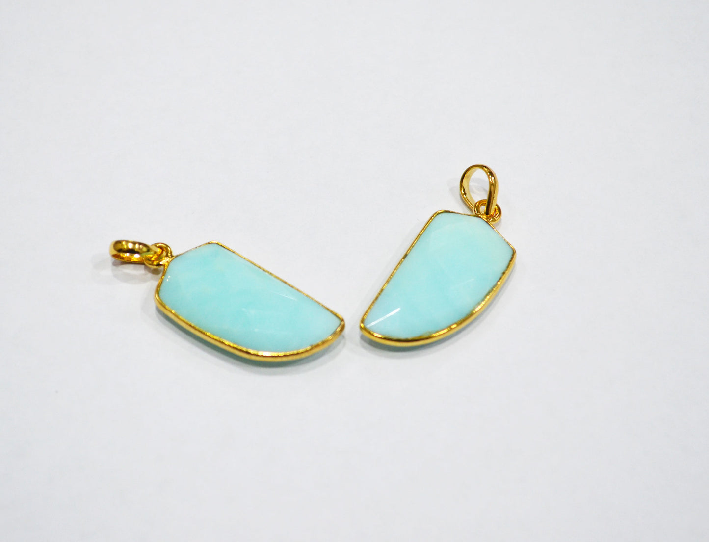 Pack of 2 Piece Peruvian Blue Opal Faceted Fancy Shape Pendant , Sold By Pack , 15x27 mm , RB-7547