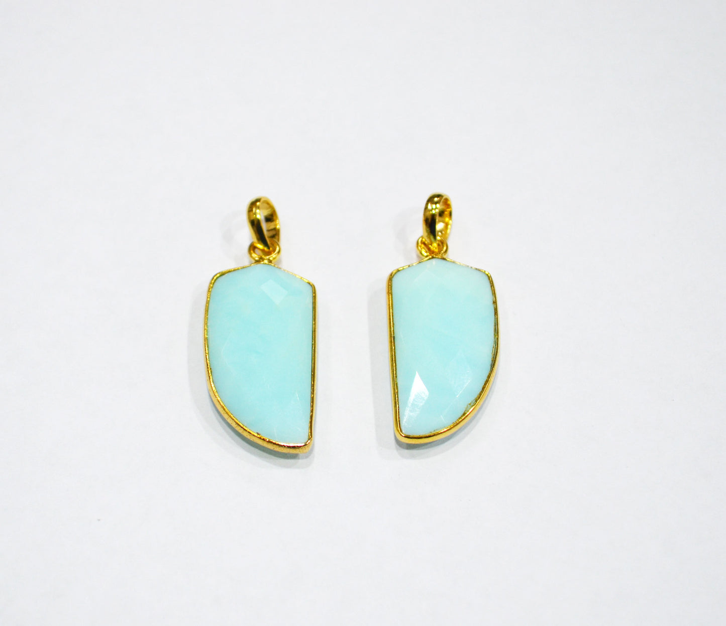 Pack of 2 Piece Peruvian Blue Opal Faceted Fancy Shape Pendant , Sold By Pack , 15x27 mm , RB-7547