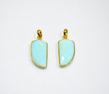 Pack of 2 Piece Peruvian Blue Opal Faceted Fancy Shape Pendant , Sold By Pack , 15x27 mm , RB-7547