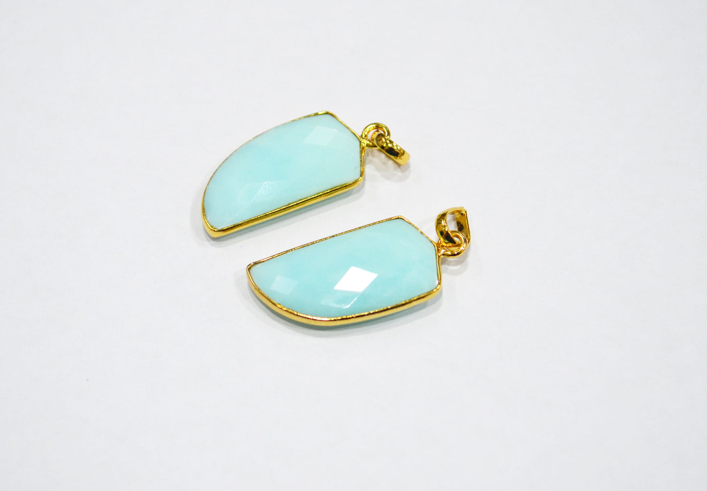 Pack of 2 Piece Peruvian Blue Opal Faceted Fancy Shape Pendant , Sold By Pack , 15x27 mm , RB-7547