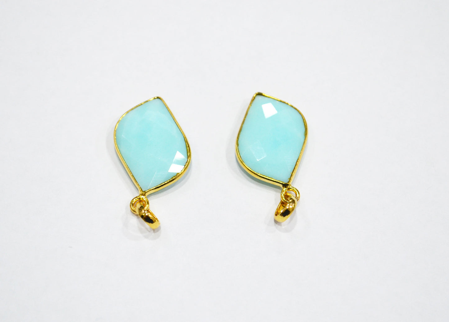 Pack of 2 Piece Peruvian Blue Opal Faceted Fancy Shape Pendant , Sold By Pack , 16x25 mm , RB-7549