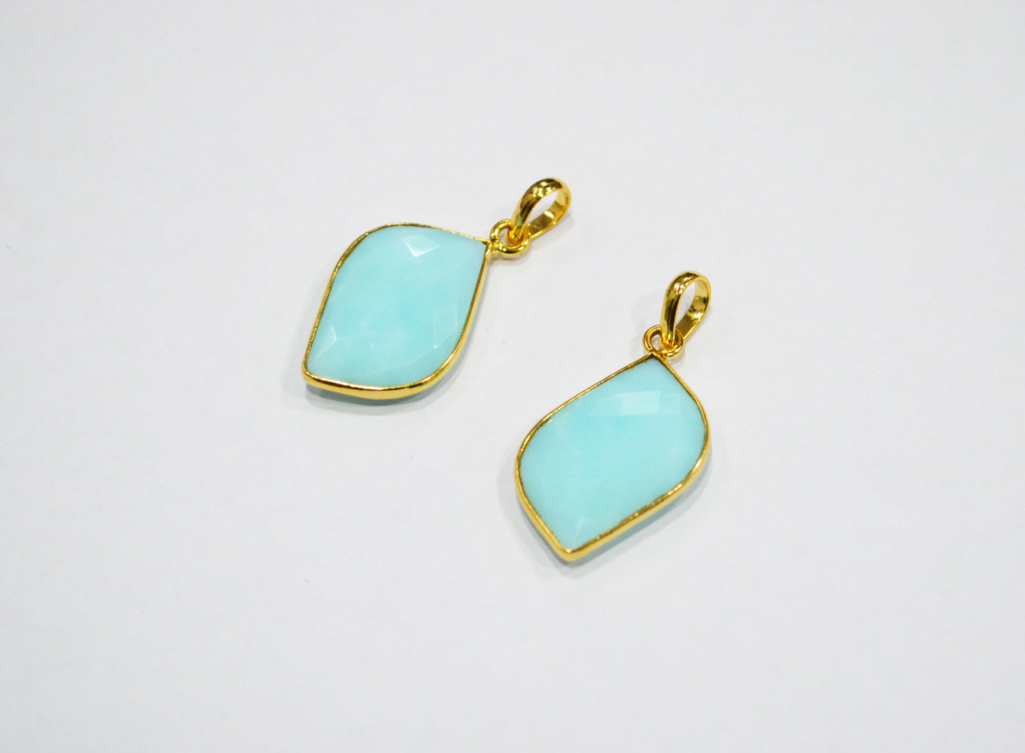 Pack of 2 Piece Peruvian Blue Opal Faceted Fancy Shape Pendant , Sold By Pack , 16x25 mm , RB-7549