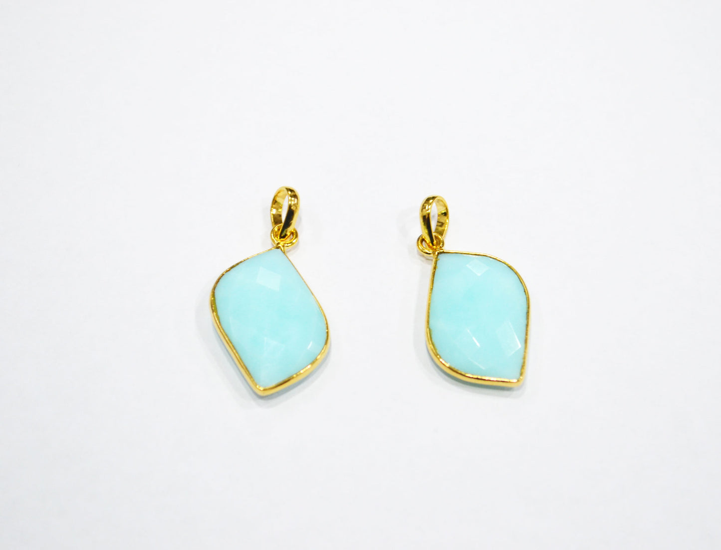 Pack of 2 Piece Peruvian Blue Opal Faceted Fancy Shape Pendant , Sold By Pack , 16x25 mm , RB-7549