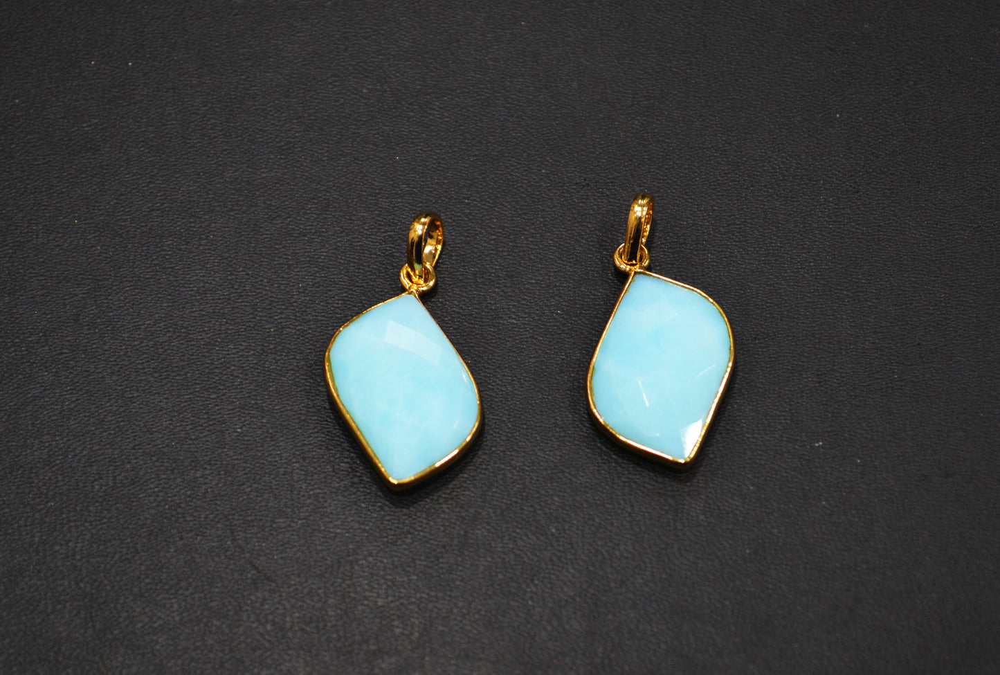 Pack of 2 Piece Peruvian Blue Opal Faceted Fancy Shape Pendant , Sold By Pack , 16x25 mm , RB-7549