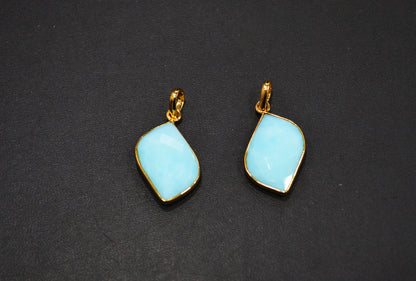Pack of 2 Piece Peruvian Blue Opal Faceted Fancy Shape Pendant , Sold By Pack , 16x25 mm , RB-7549