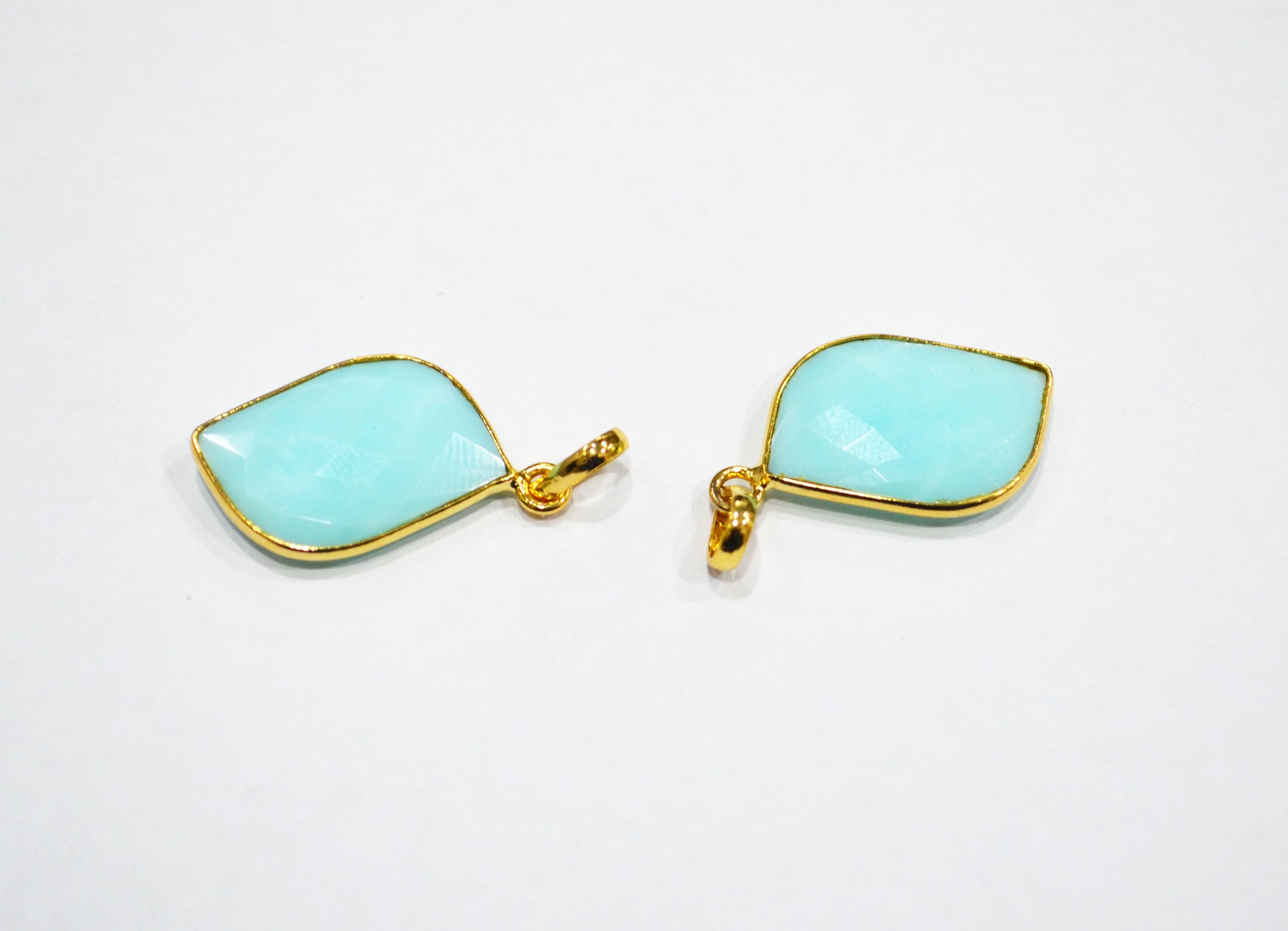 Pack of 2 Piece Peruvian Blue Opal Faceted Fancy Shape Pendant , Sold By Pack , 16x25 mm , RB-7549
