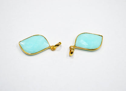 Pack of 2 Piece Peruvian Blue Opal Faceted Fancy Shape Pendant , Sold By Pack , 16x25 mm , RB-7549