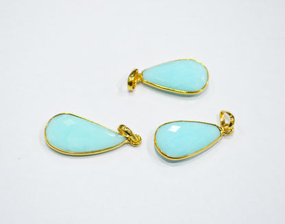Peruvian Blue Opal Faceted Fancy Shape Pendant , Sold By Piece , 15x19-15x23 mm , RB-7553