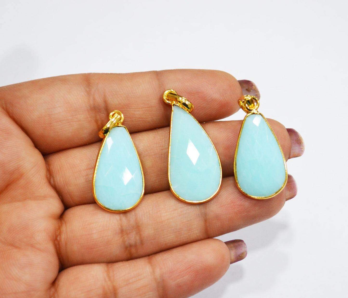 Peruvian Blue Opal Faceted Fancy Shape Pendant , Sold By Piece , 15x19-15x23 mm , RB-7553