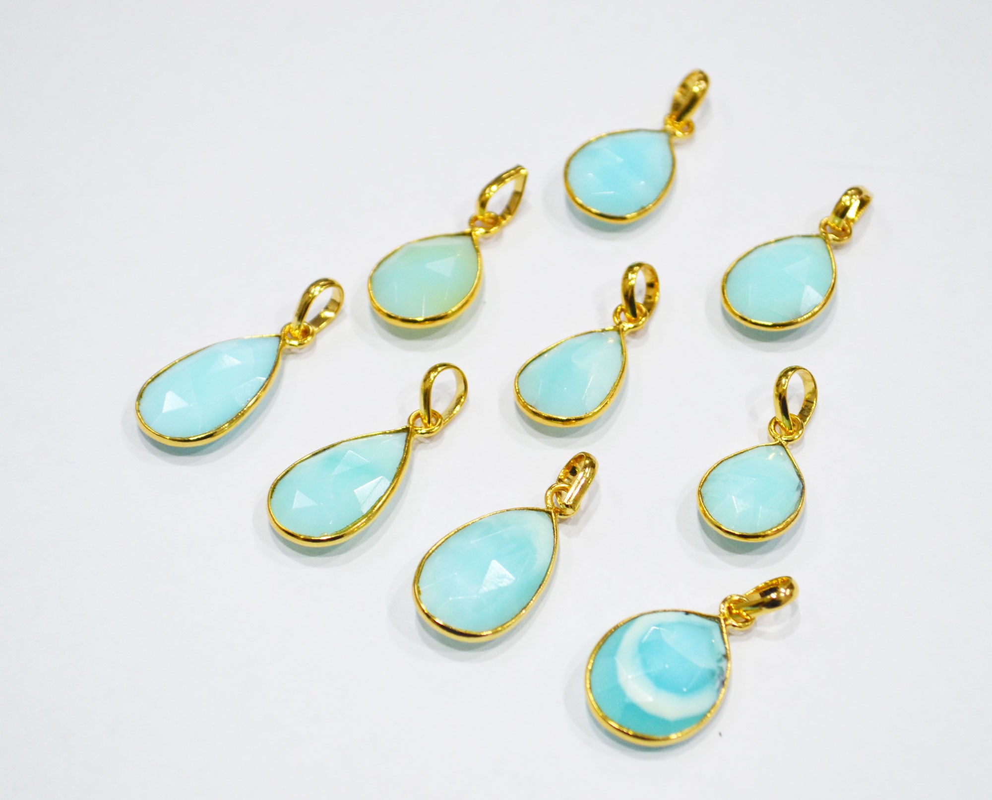 Peruvian Blue Opal Faceted Pear Shape Pendant , Sold By Piece , 13x16 - 14x20 mm , RB-7556