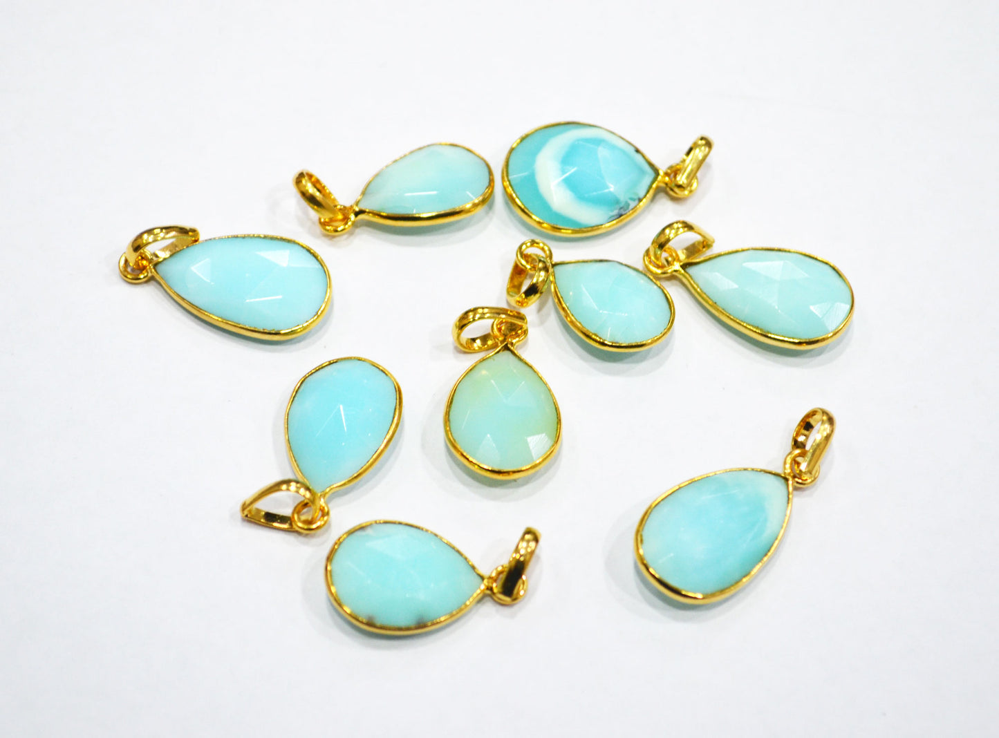 Peruvian Blue Opal Faceted Pear Shape Pendant , Sold By Piece , 13x16 - 14x20 mm , RB-7556