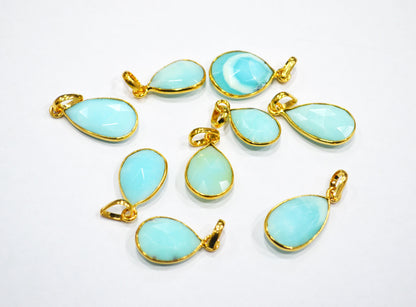 Peruvian Blue Opal Faceted Pear Shape Pendant , Sold By Piece , 13x16 - 14x20 mm , RB-7556