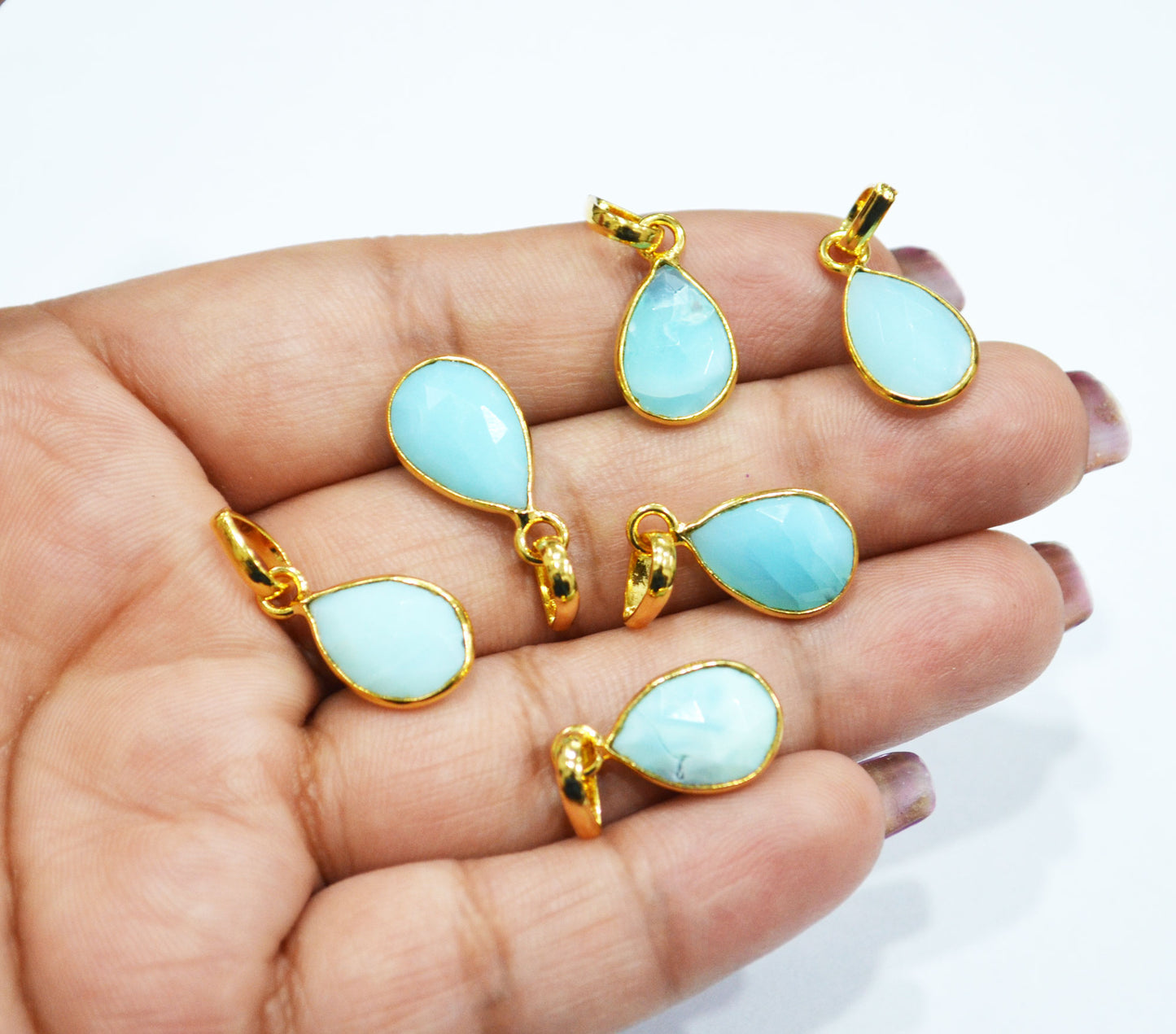 Peruvian Blue Opal Faceted Pear Shape Pendant , Sold By Piece , 10x13 - 10x15 mm , RB-7557