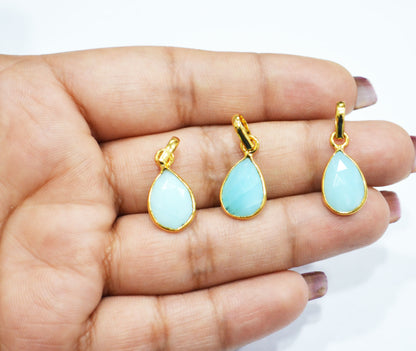 Peruvian Blue Opal Faceted Pear Shape Pendant , Sold By Piece , 10x13 - 10x15 mm , RB-7557