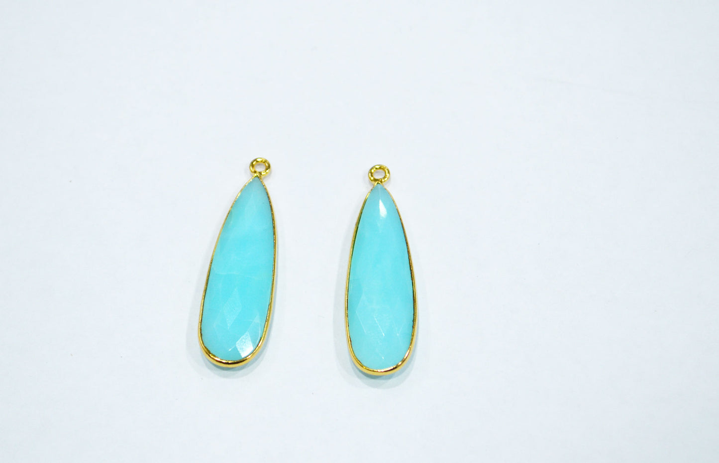 Blue Peruvian Opal Faceted Pear Shape Connector , Sold By Piece , 12x36 mm , RB-7558