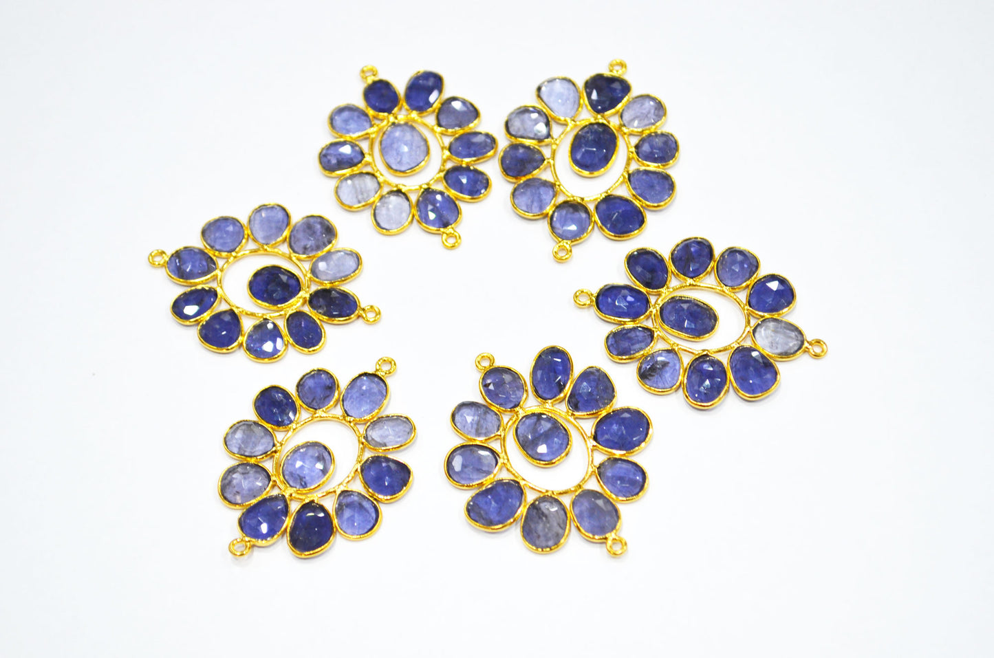 Iolite Faceted Oval Shape Connector , Sold By Piece , 4 - 4.50 cm , RB-7559