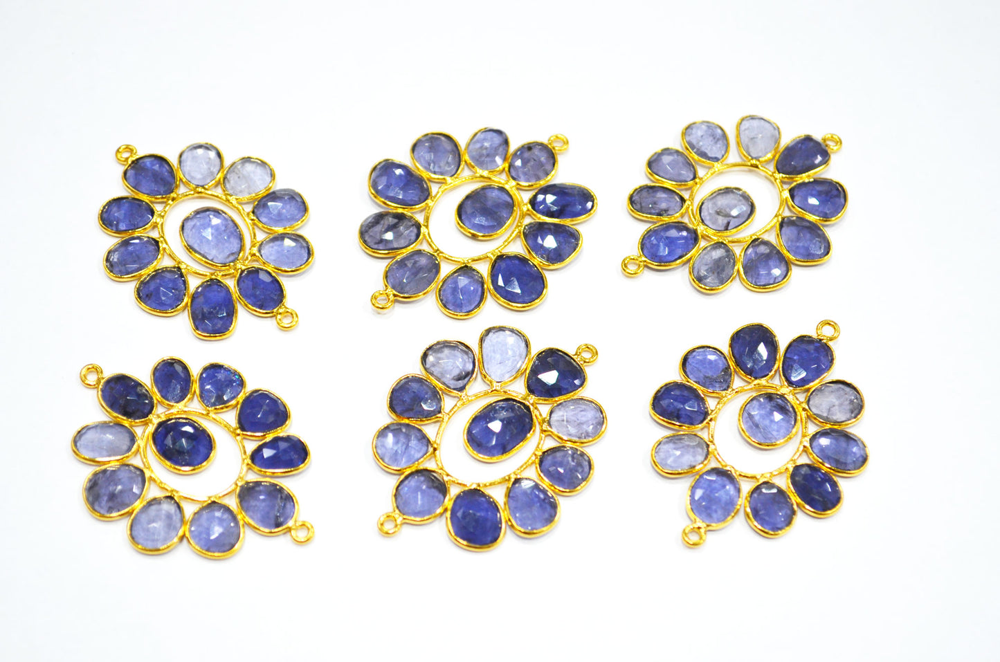 Iolite Faceted Oval Shape Connector , Sold By Piece , 4 - 4.50 cm , RB-7559