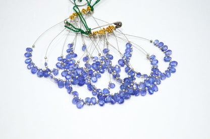 11 Pieces In A Strand Tanzanite Faceted Pear Shape Faceted Briolettes , Sold By Strand , 3.50x5 - 5x8 mm , RB-7560