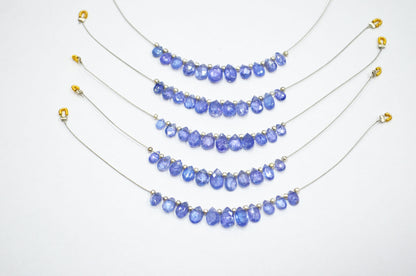 11 Pieces In A Strand Tanzanite Faceted Pear Shape Faceted Briolettes , Sold By Strand , 3.50x5 - 5x8 mm , RB-7560