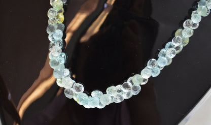 Aquamarine Faceted Onion Shape Necklace With Adjustable Chain And Lobster Lock Necklace , 4.25 - 8.25 mm , RB-7561